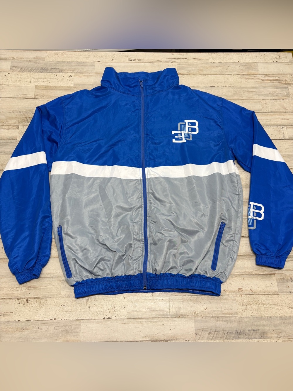 Enigma Brand Outfitters Jacket Men’s 2XL Full Zip Blue Gray Windbreaker EOB